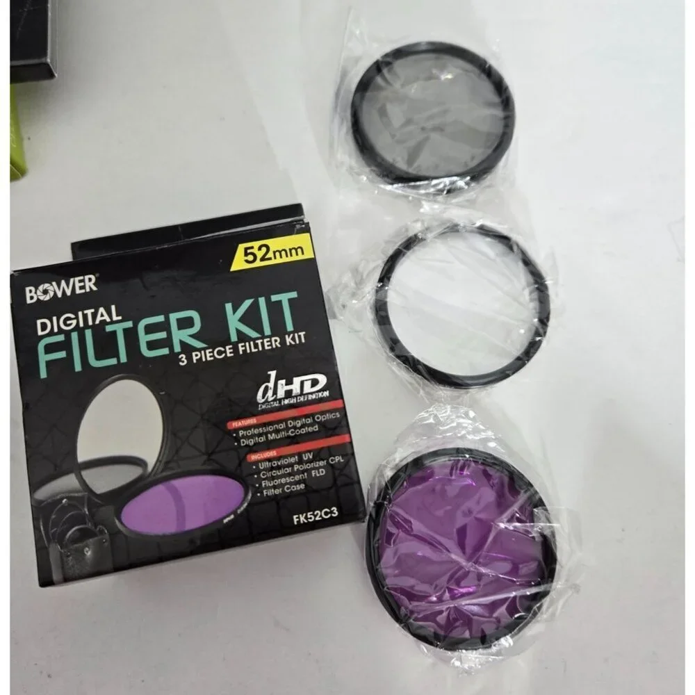 Bower 52mm Digital Filter Kit 3 Piece: UV CPL FLD Filters w/ Pouch‎
